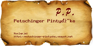 Petschinger Pintyőke névjegykártya